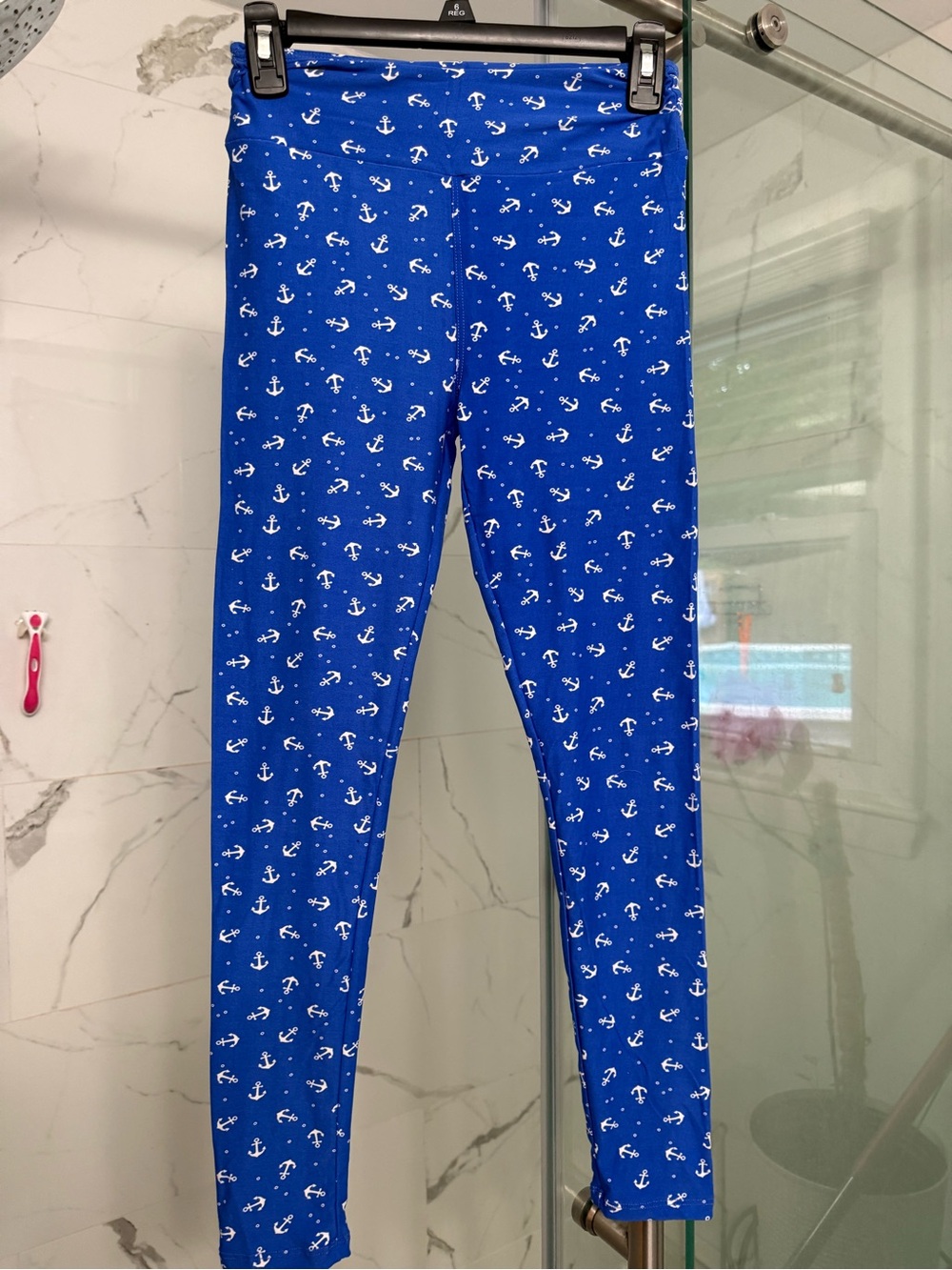 Blue Anchor Print Leggings